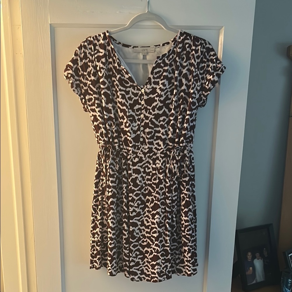 Brown and White Animal Print Dress